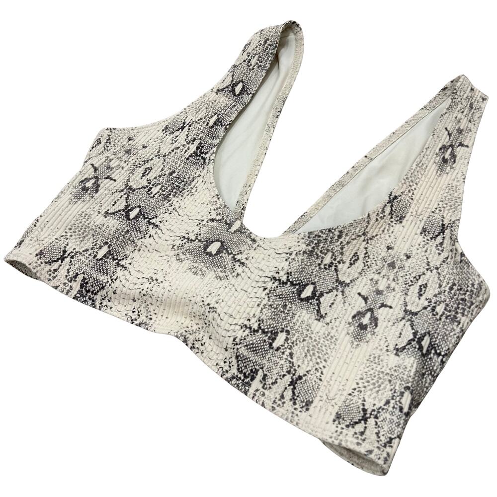 Montce Kim Variation Surf Top Snake Rib Print Sports Bra Bikini Swim Large - Picture 7 of 14